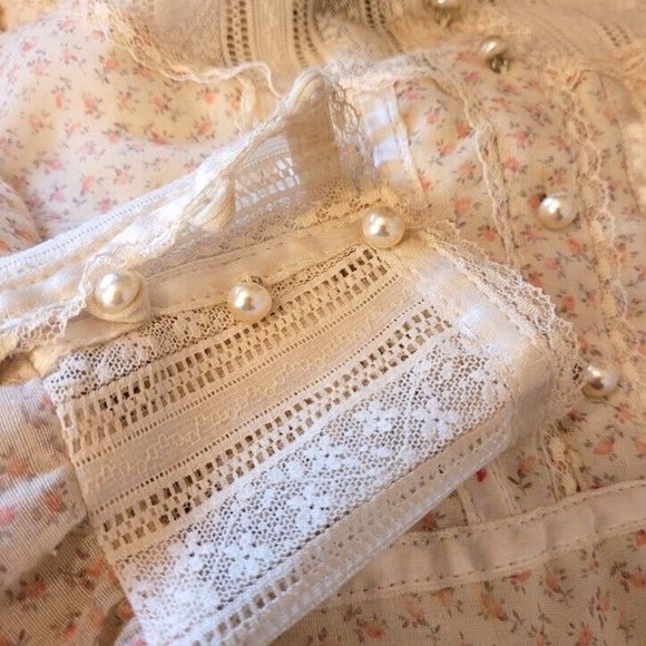 SOLD 1970s VTG GUNNE SAX Prairie Dress Floral Cottage Lace Home 7 French Country - Picture 15 of 16